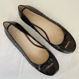 PRADA Black leather flats - EUR 37 / US size 6 or 6.5